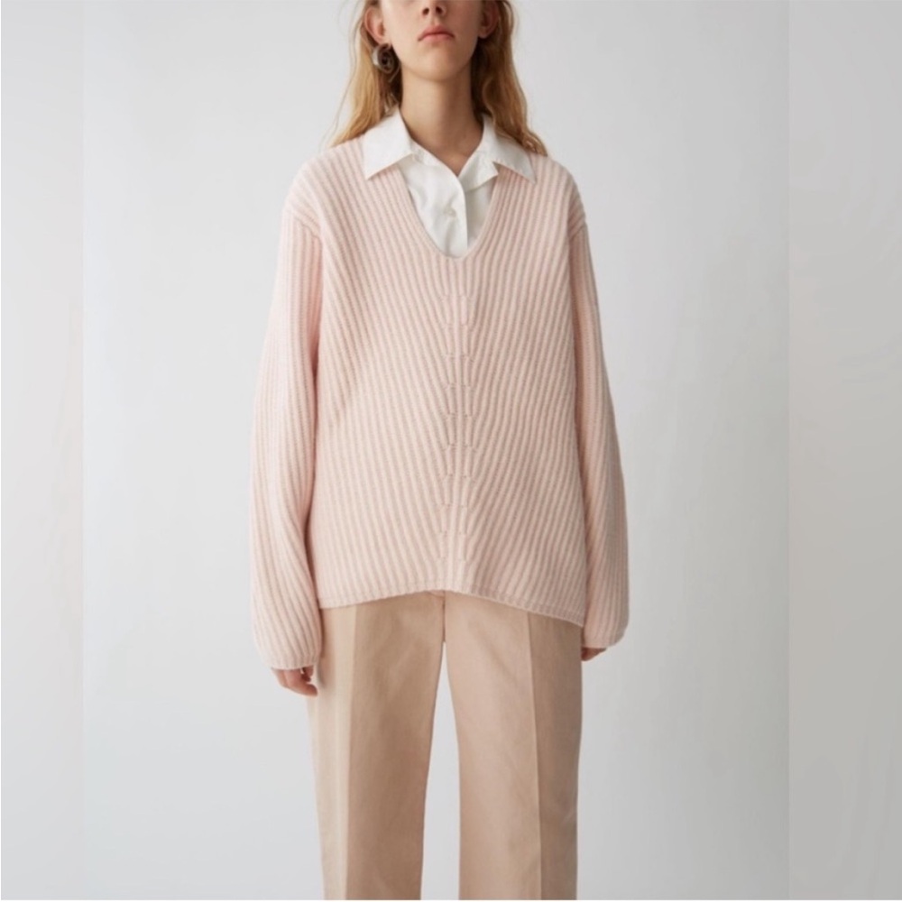 Acne Studios Deborah Wool Sweater oversized loose boxy chunky knit light pink